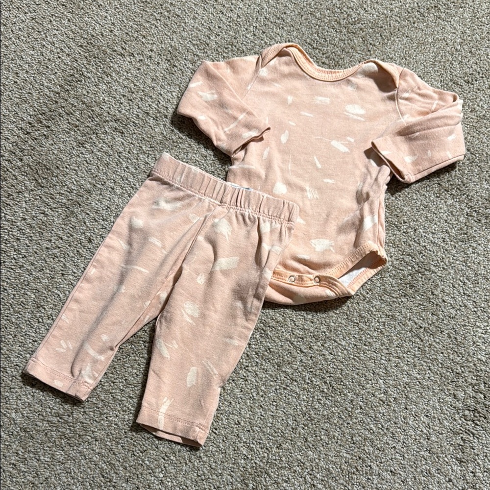 Maisonette Peach Matching Baby Onesie and Pants Set